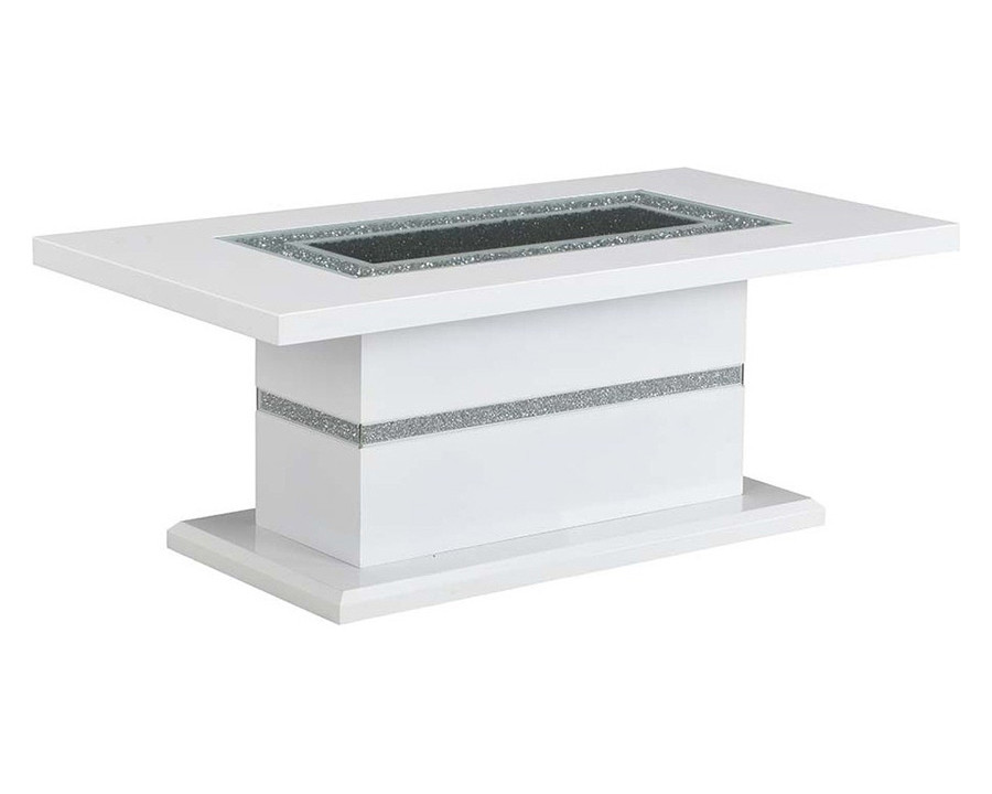 ACME - Elizaveta Coffee Table in Faux Crystal Diamonds/White High Gloss