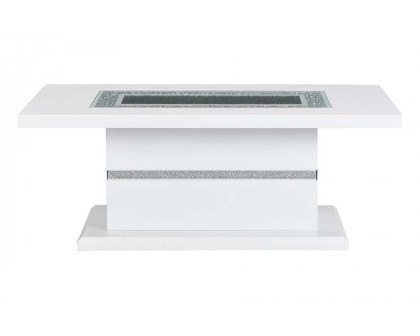 ACME - Elizaveta Coffee Table in Faux Crystal Diamonds/White High Gloss