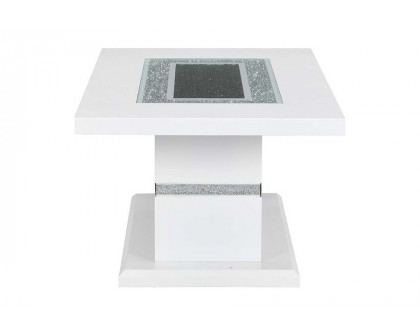 ACME - Elizaveta Coffee Table in Faux Crystal Diamonds/White High Gloss