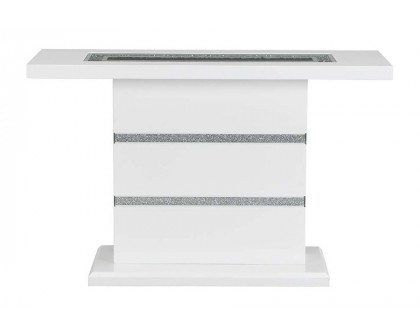 ACME - Elizaveta Sofa Table in Faux Crystal Diamonds/White High Gloss