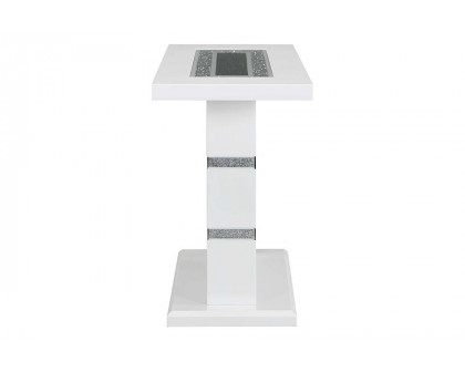 ACME - Elizaveta Sofa Table in Faux Crystal Diamonds/White High Gloss