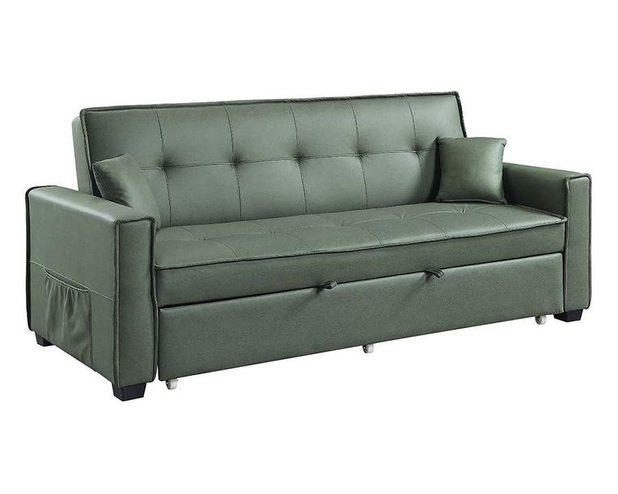 ACME - Octavio Adjustable Sofa with 2 Pillows in Green