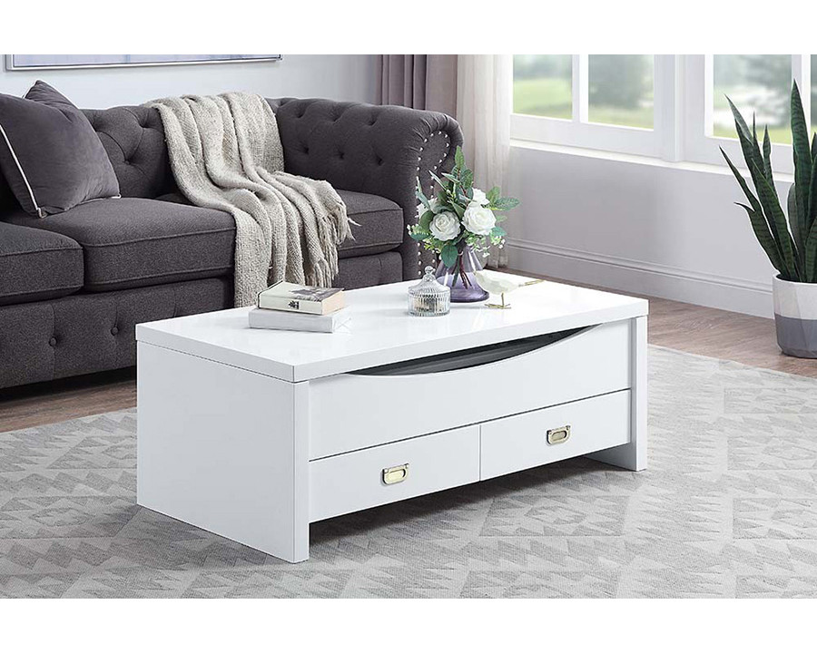 ACME - Ramiel Coffee Table with Lift Top in High Gloss White