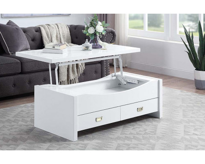 ACME - Ramiel Coffee Table with Lift Top in High Gloss White