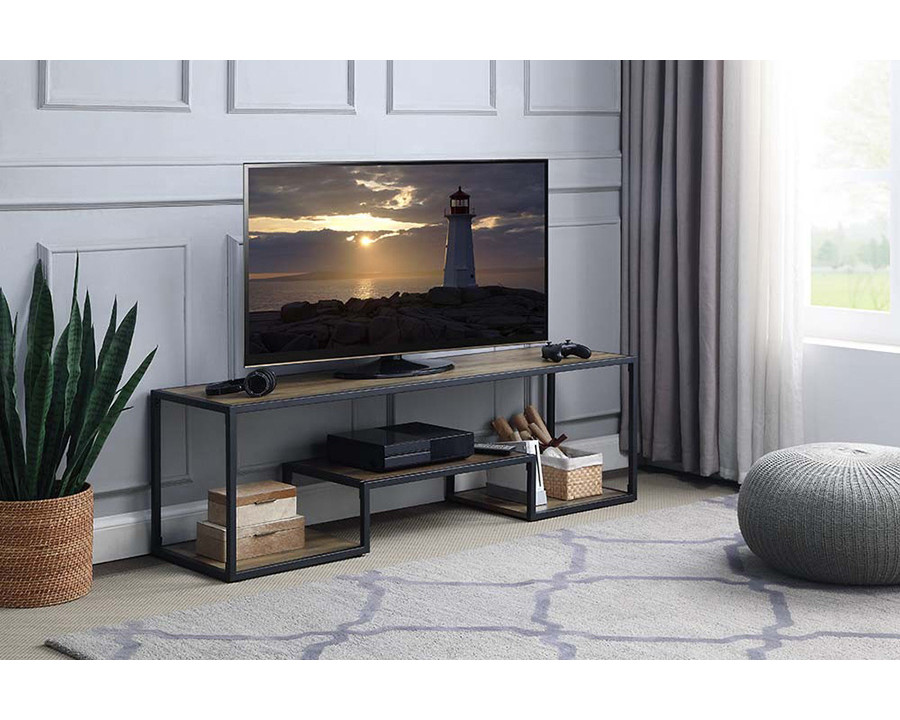 ACME - Idella TV Stand in Rustic Oak/Black