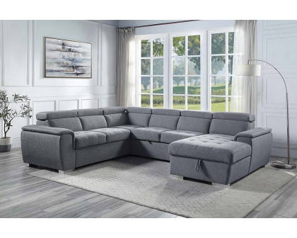 ACME - Hanley Sectional Sofa with Sleeper & Storage in Gray