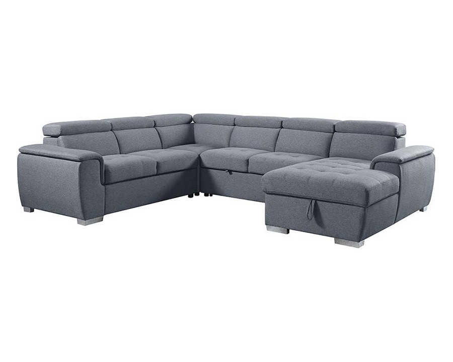 ACME - Hanley Sectional Sofa with Sleeper & Storage in Gray