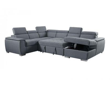 ACME - Hanley Sectional Sofa with Sleeper & Storage in Gray