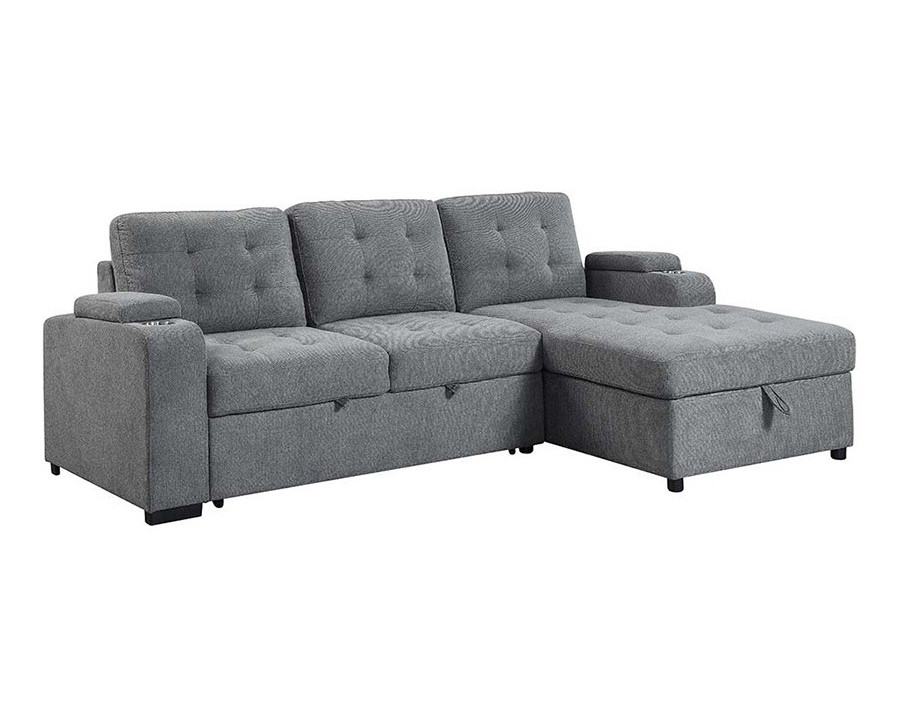 ACME - Kabira Sectional Sofa with Sleeper & Storage in Gray