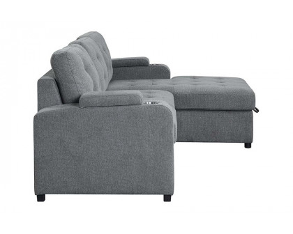 ACME - Kabira Sectional Sofa with Sleeper & Storage in Gray