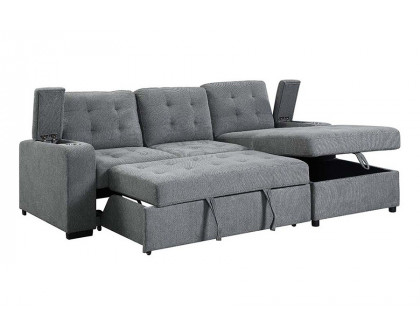 ACME - Kabira Sectional Sofa with Sleeper & Storage in Gray