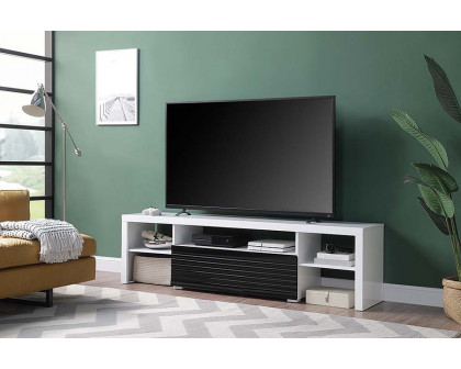 ACME - Buck II TV Stand in White/Black High Gloss