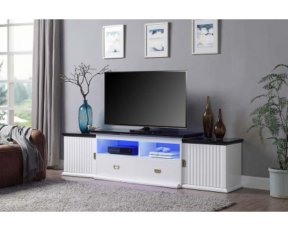 ACME - Barend TV Stand with Led in White/Black High Gloss