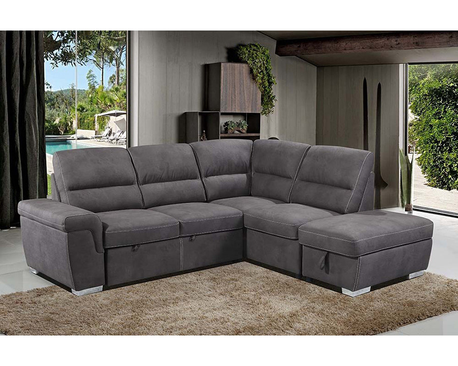 ACME - Sagira Sectional Sofa with Sleeper in Gray