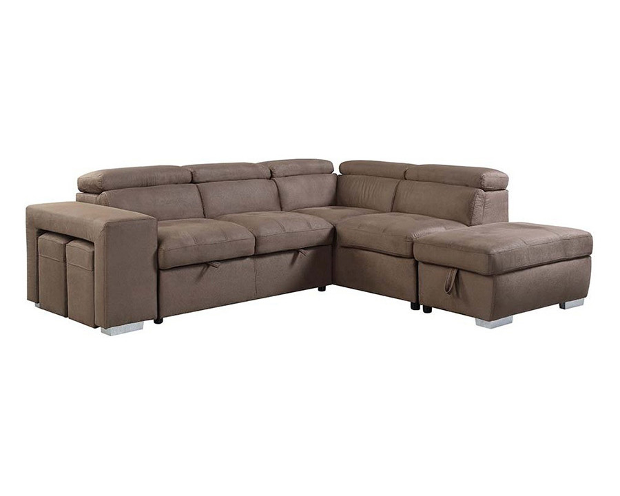 ACME - Acoose Sectional Sofa with Sleeper in Brown