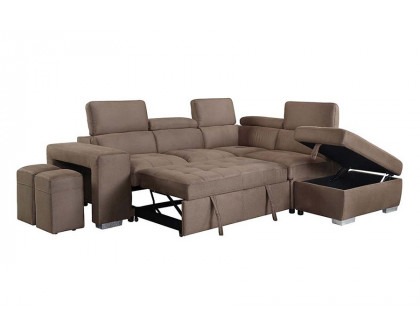 ACME - Acoose Sectional Sofa with Sleeper in Brown