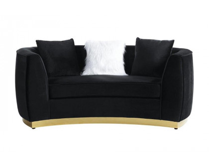 ACME - Achelle Loveseat with 3 Pillows in Black