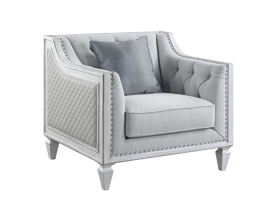 ACME - Katia Chair with Pillow in Light Gray/Weathered White