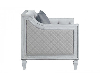 ACME™ Katia Chair with Pillow - Light Gray/Weathered White