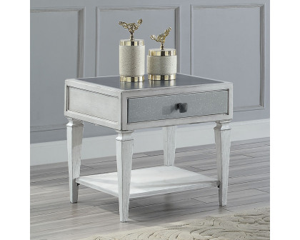 ACME - Katia End Table in Rustic Gray/Weathered White