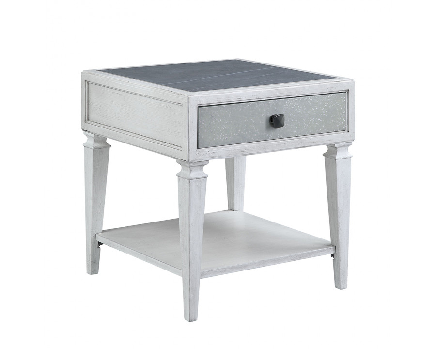 ACME - Katia End Table in Rustic Gray/Weathered White