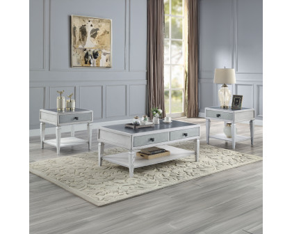 ACME - Katia End Table in Rustic Gray/Weathered White