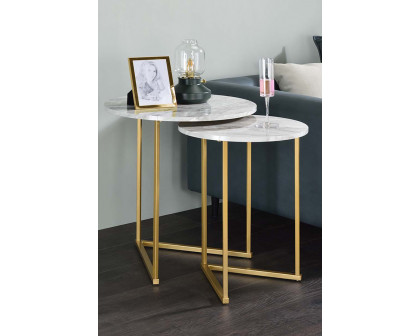 ACME Garo Nesting Table Set - Faux Marble/Gold, 15mm