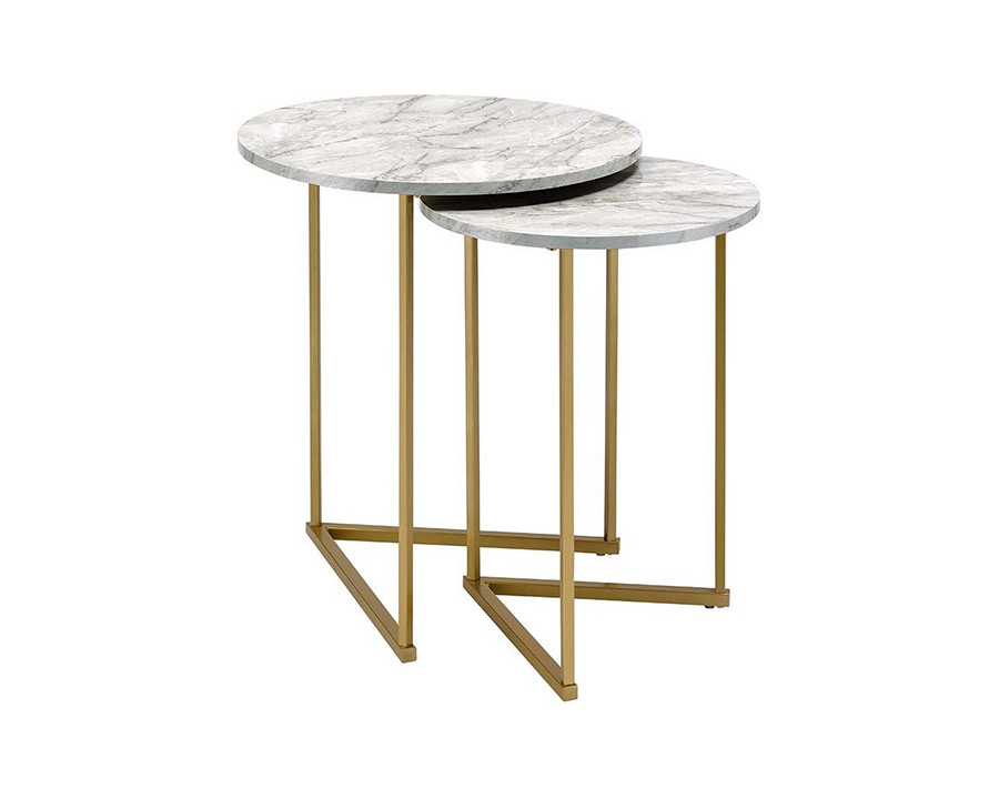 ACME Garo Nesting Table Set - Faux Marble/Gold, 15mm