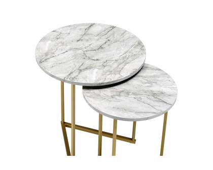 ACME Garo Nesting Table Set - Faux Marble/Gold, 15mm