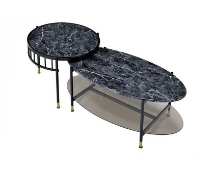 ACME - Silas Nesting Coffee Table Set in Faux Marble Top/Black