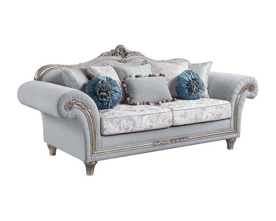 ACME - Pelumi Sofa with 8 Pillows in Light Gray/Platinum