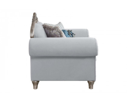 ACME - Pelumi Loveseat with 5 Pillows in Light Gray/Platinum