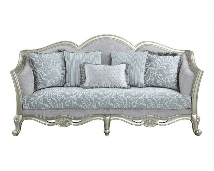 ACME - Qunsia Sofa with 5 Pillows in Light Gray/Champagne