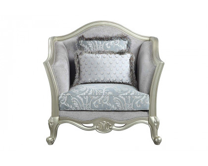 ACME™ Qunsia Chair with 2 Pillows - Light Gray/Champagne