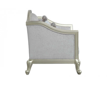 ACME™ Qunsia Chair with 2 Pillows - Light Gray/Champagne