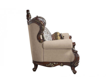 ACME - Ragnar Loveseat with 5 Pillows in Light Brown/Cherry