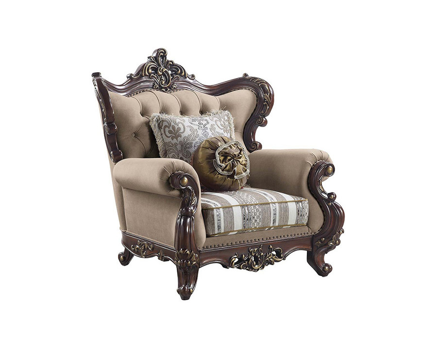 ACME - Ragnar Chair with 2 Pillows in Light Brown/Cherry