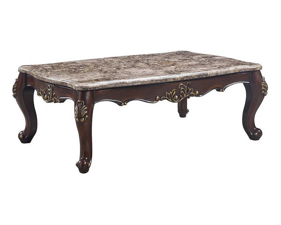 ACME - Ragnar Coffee Table in Marble Top/Cherry