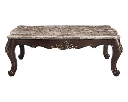 ACME - Ragnar Coffee Table in Marble Top/Cherry