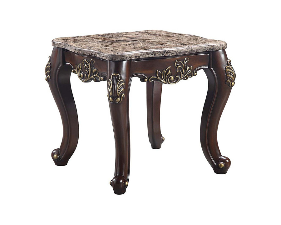 ACME - Ragnar End Table in Marble Top/Cherry