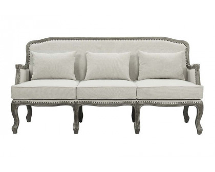 ACME - Tania Sofa with 3 Pillows in Cream Linen/Brown