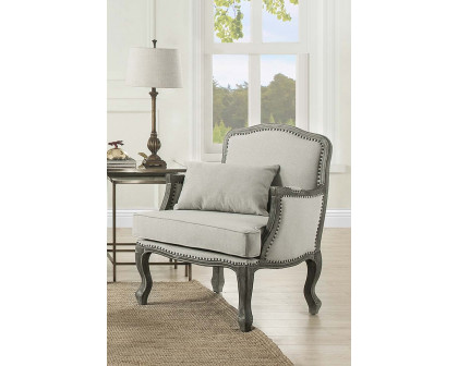 ACME - Tania Chair with Pillow in Cream Linen/Brown