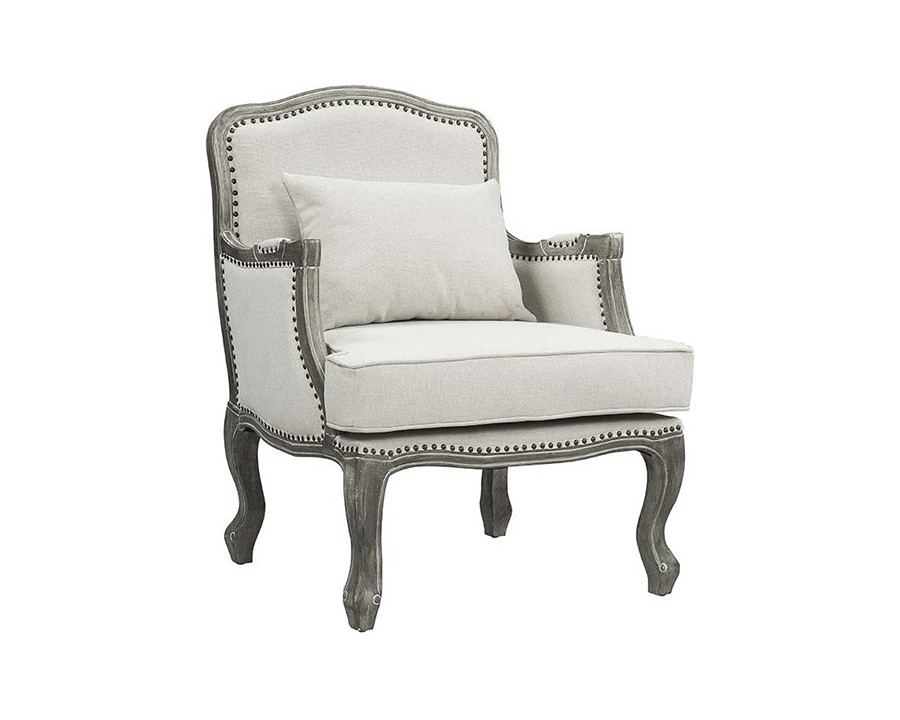 ACME - Tania Chair with Pillow in Cream Linen/Brown