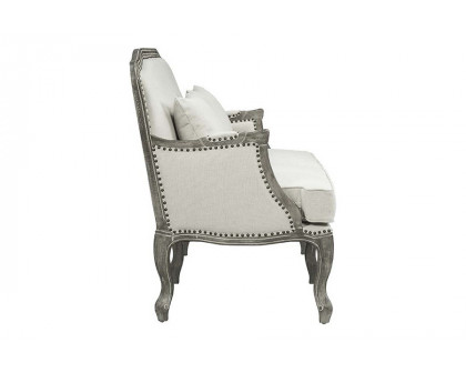 ACME - Tania Chair with Pillow in Cream Linen/Brown