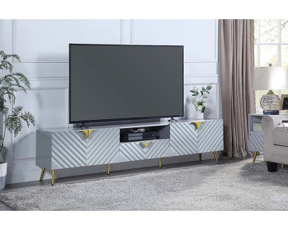 ACME Gaines TV Stand - Gray High Gloss Finish