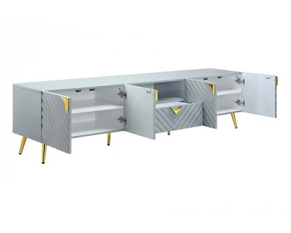 ACME Gaines TV Stand - Gray High Gloss Finish