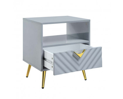 ACME Gaines End Table - Gray High Gloss Finish