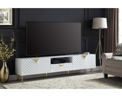 ACME Gaines TV Stand - White High Gloss Finish