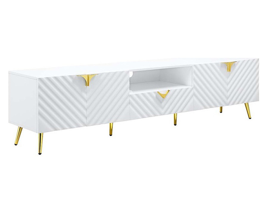 ACME Gaines TV Stand - White High Gloss Finish