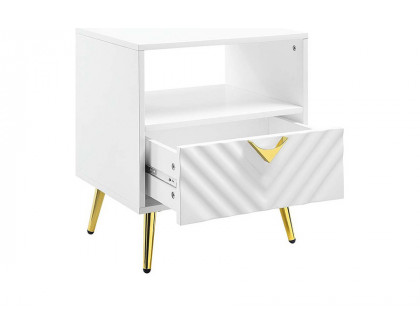 ACME Gaines End Table - White High Gloss Finish